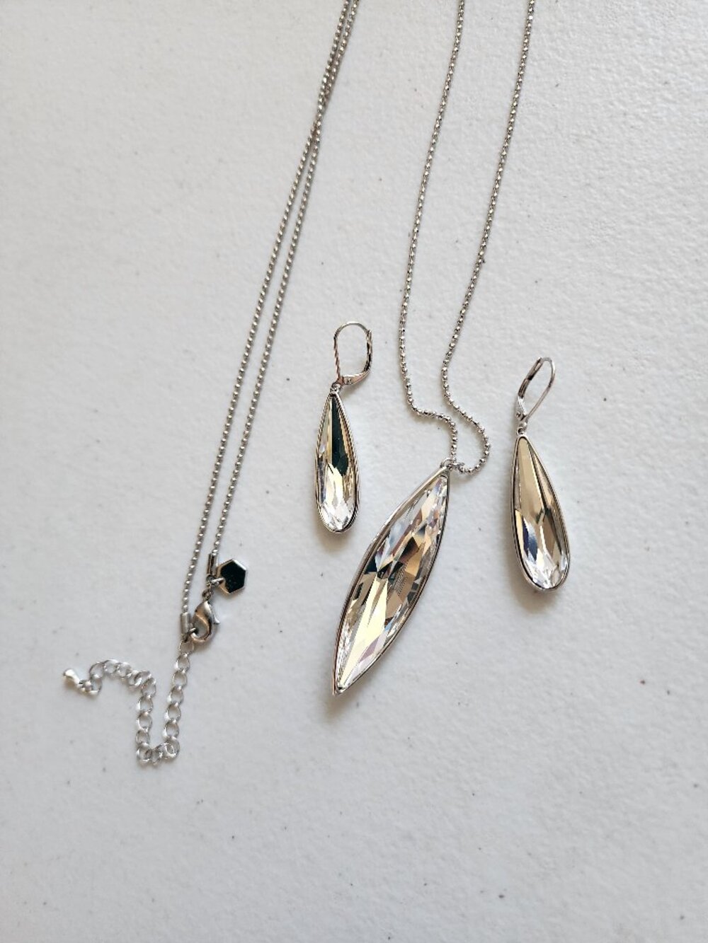 Touchstone Crystal Marquise Clear Crystal Pendant and Earrings